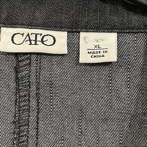Cato Denim Jacket Women's XL Black Pockets Silver Metallic Thread - Picture 5 of 11